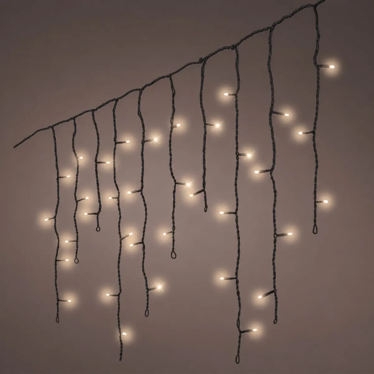 Stalattite luminosa 50 m 1485 LED cavo nero Stars Bianco caldo