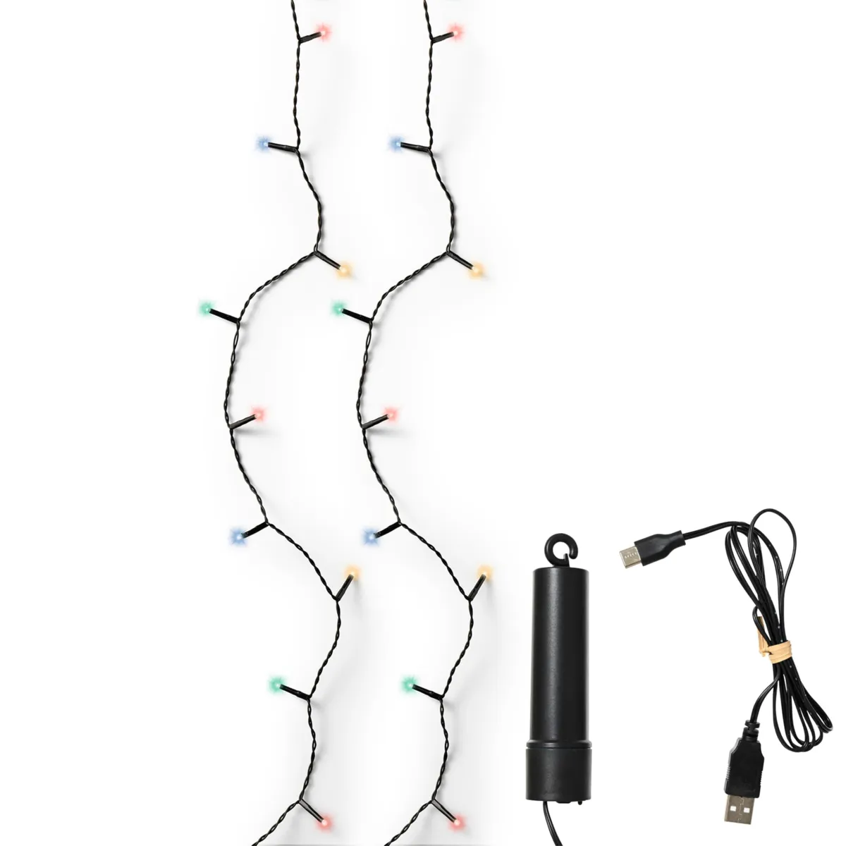 Catena luminosa senza fili USB 7,4 m 100 LED cavo nero Duracharge classic Multicolore