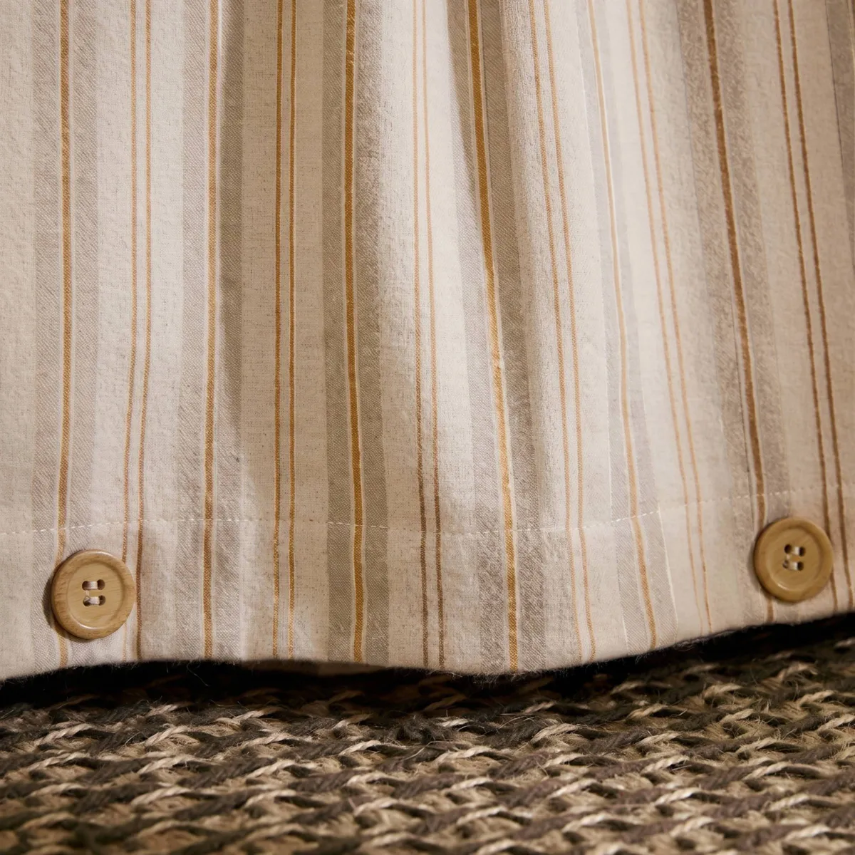 Copripiumino in flanella di cotone (280 x 240 cm) Nina righe beige
