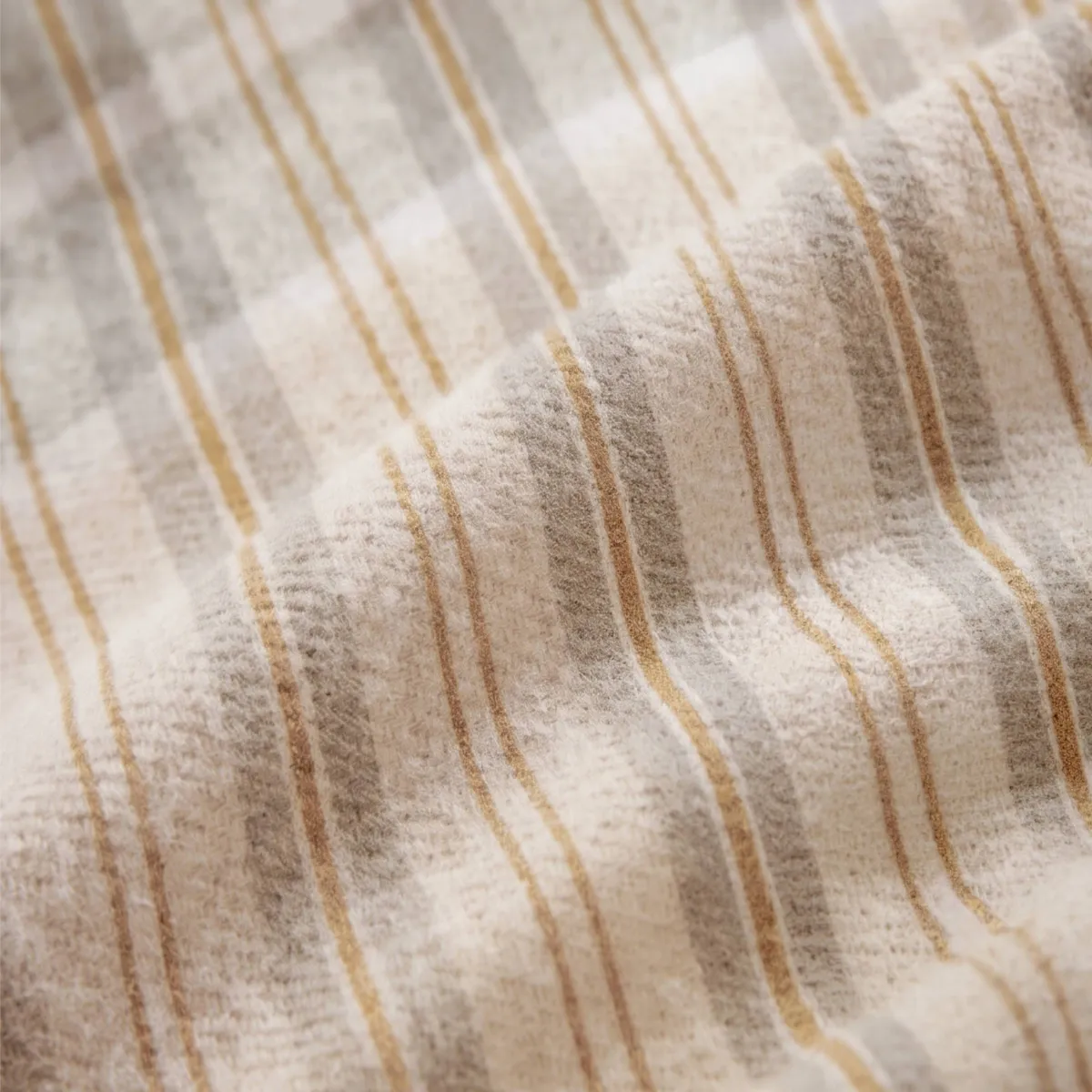 Federa rettangolare in flanella di cotone (50 x 80 cm) Nina righe beige