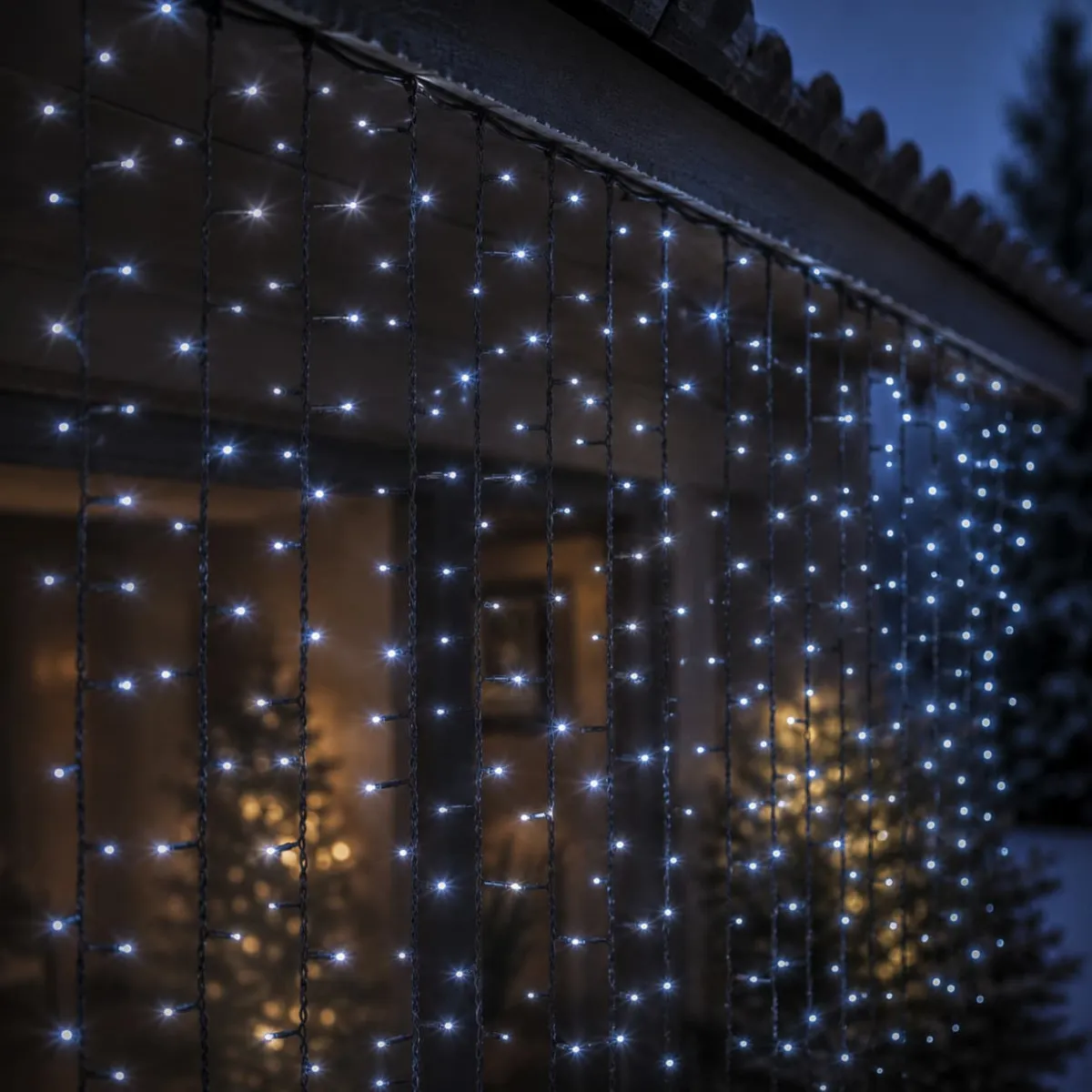 Tenda luminosa a pile Alt. 2 m Bianco freddo 300 LED 1