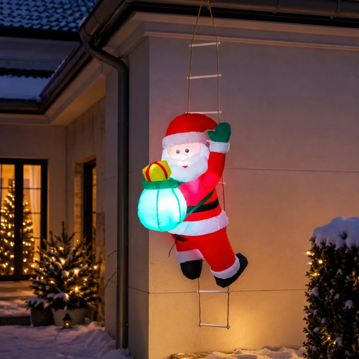 Babbo Natale gonfiabile e luminoso per esterni (H122 cm) Discesa con scala Multicolore