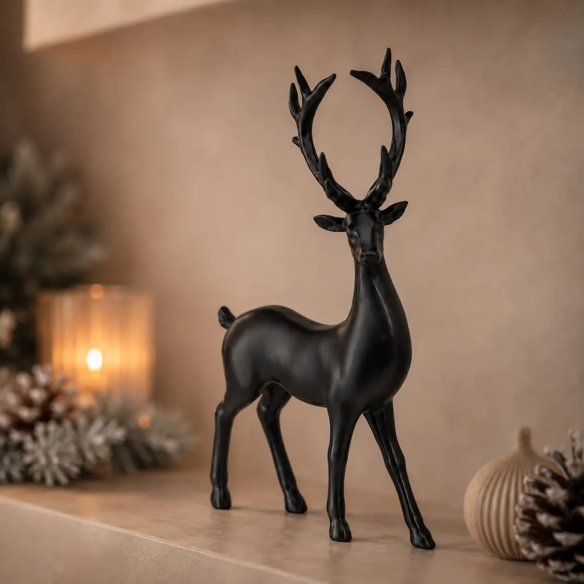 Decorazione Renna natalizia in piedi (H29 cm) Re Scandinavo Nero