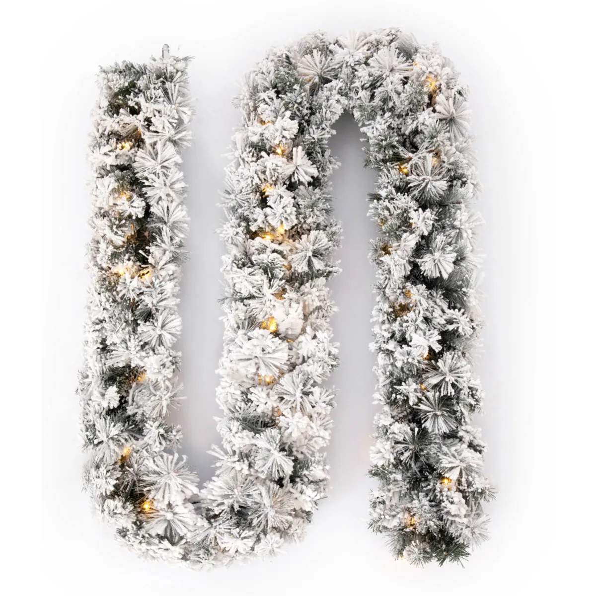 Guirlande de sapin lumineuse (300 cm - D25) Edmonton Vert enneigé et blanc chaud
