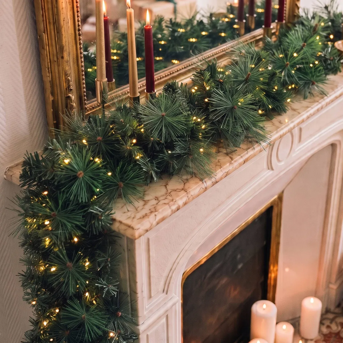 Ghirlanda luminosa di abete (300 cm - D25) Edmonton Verde e bianco caldo