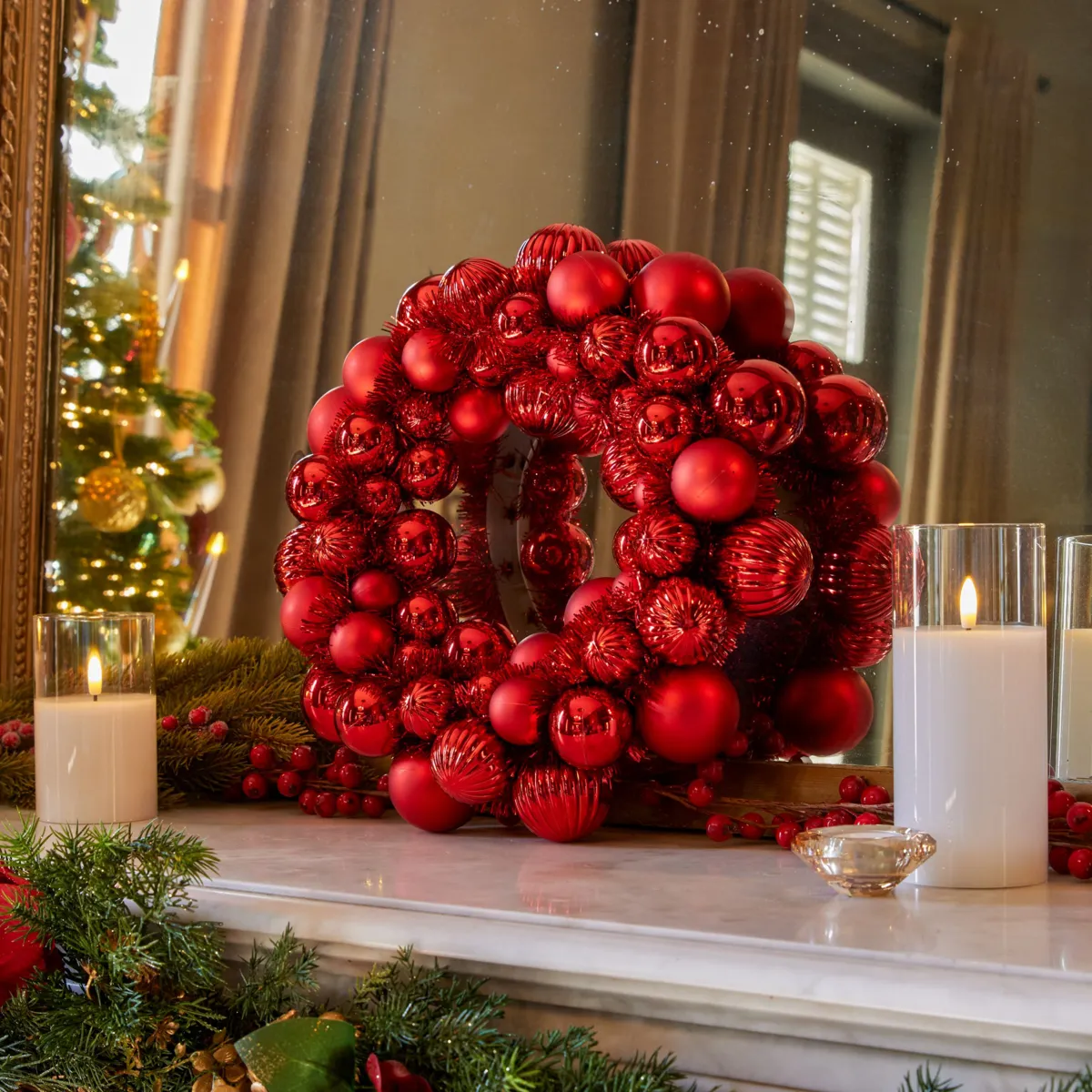 ghirlanda natalizia (D38 cm) Joyeuses Boules Rosso