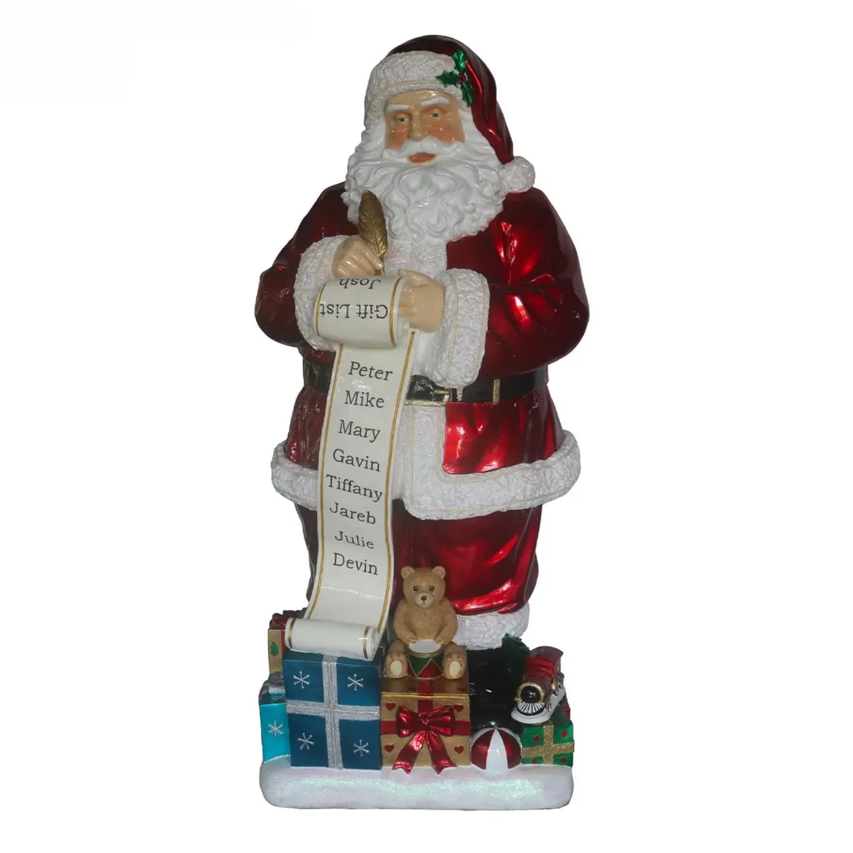 Babbo Natale tradizionale luminoso 22 LED (H175 cm) Alphonse e lista dei regali