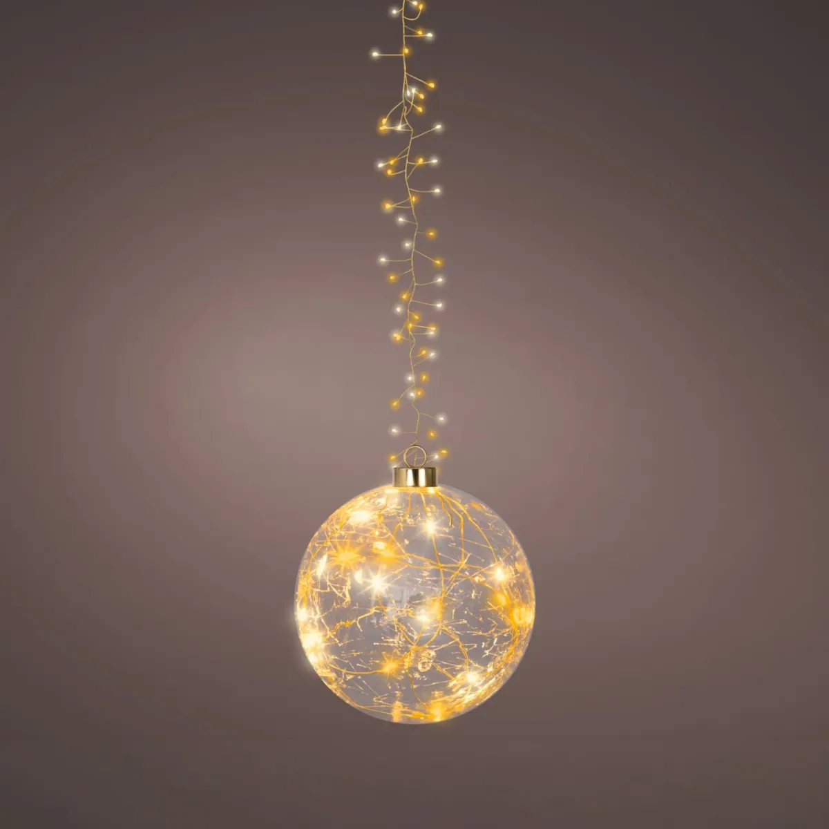 Sospensione luminosa a pile effetto flash (D14 cm) Palla di Natale Oro e bianco caldo
