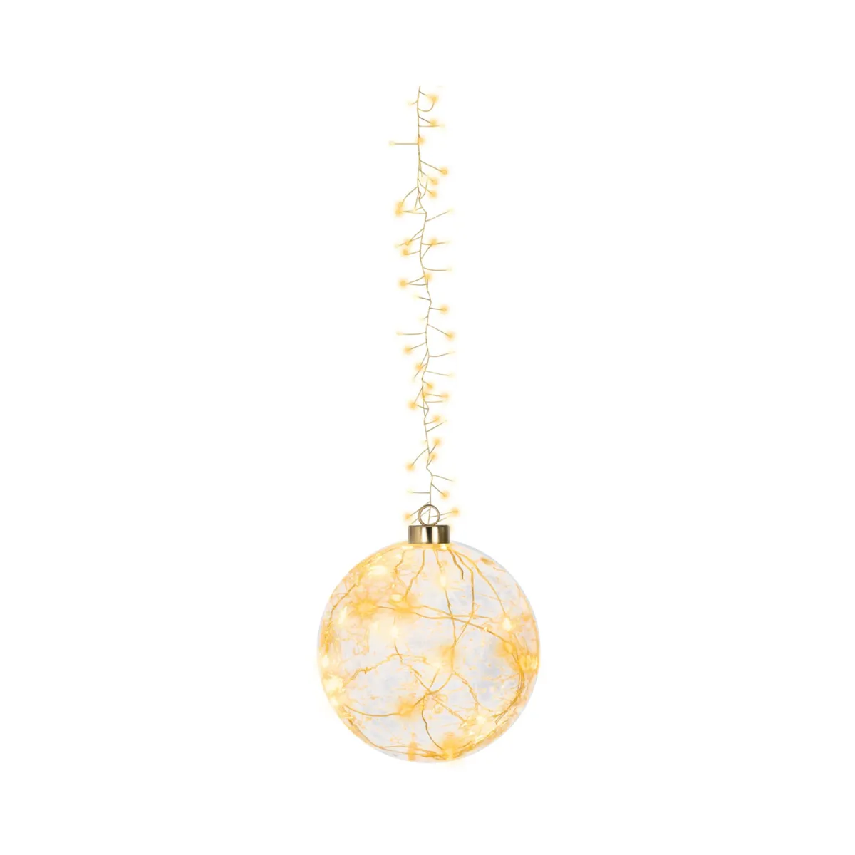 Sospensione luminosa a pile effetto flash (D14 cm) Palla di Natale Oro e bianco caldo