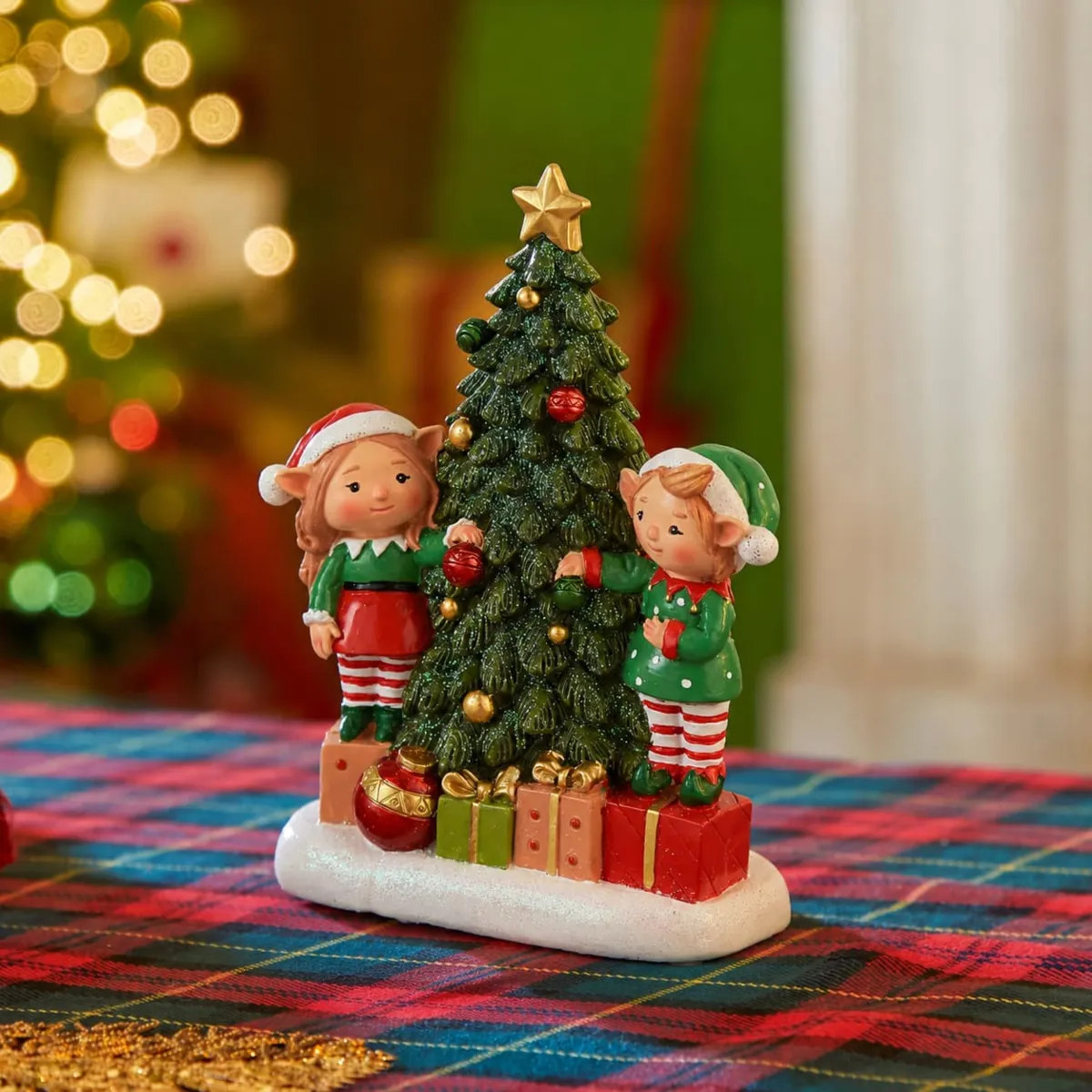 Carillon a pile (H22 cm) Albero di Natale e folletti Multicolore