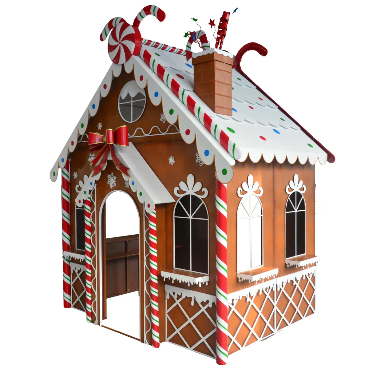 Casa di Natale Gigante in metallo (H301 cm) Pan di zenzero e Canna di zucchero Multicolore