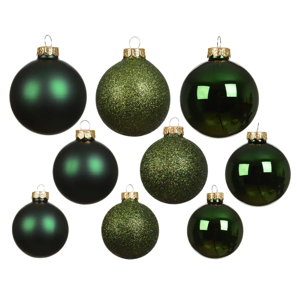 Set di 21 palline di Natale in vetro assortite Cristallo Verde albero