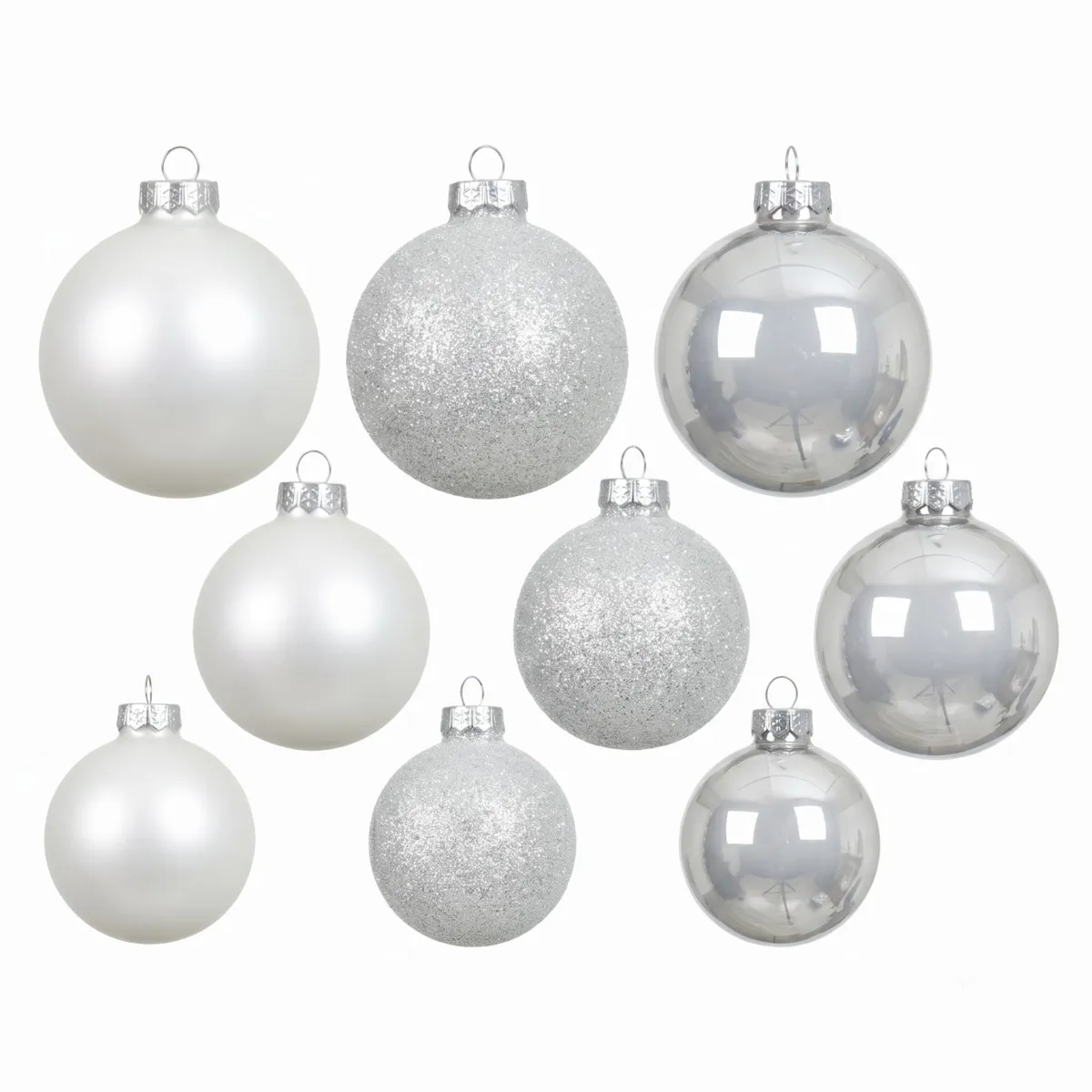 Set di 21 palline di Natale in vetro assortite Cristallo Bianco invernale