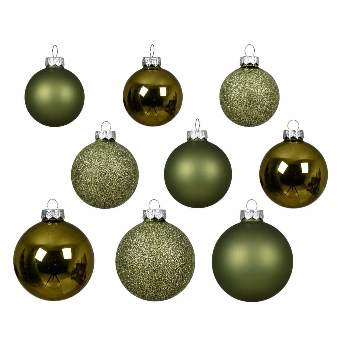 Set di 21 palline di Natale in vetro assortite Cristallo Verde rosmarino