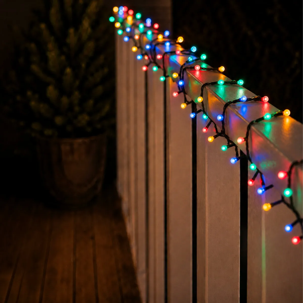Catena luminosa 16 m 750 LED cavo nero Ciliegia Multicolore