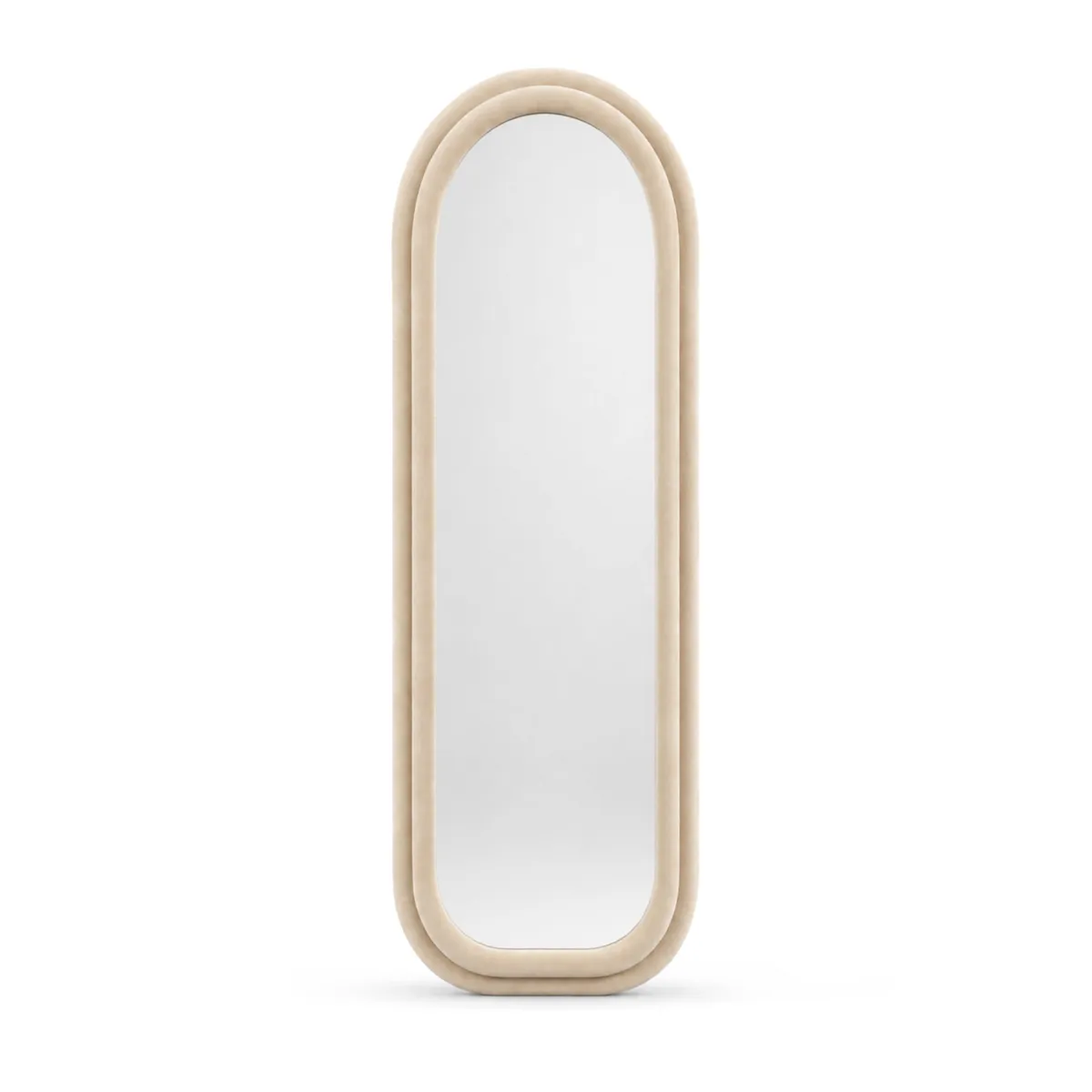 Specchio da parete rettangolare in velluto (60 x 160 cm) Altas Crema