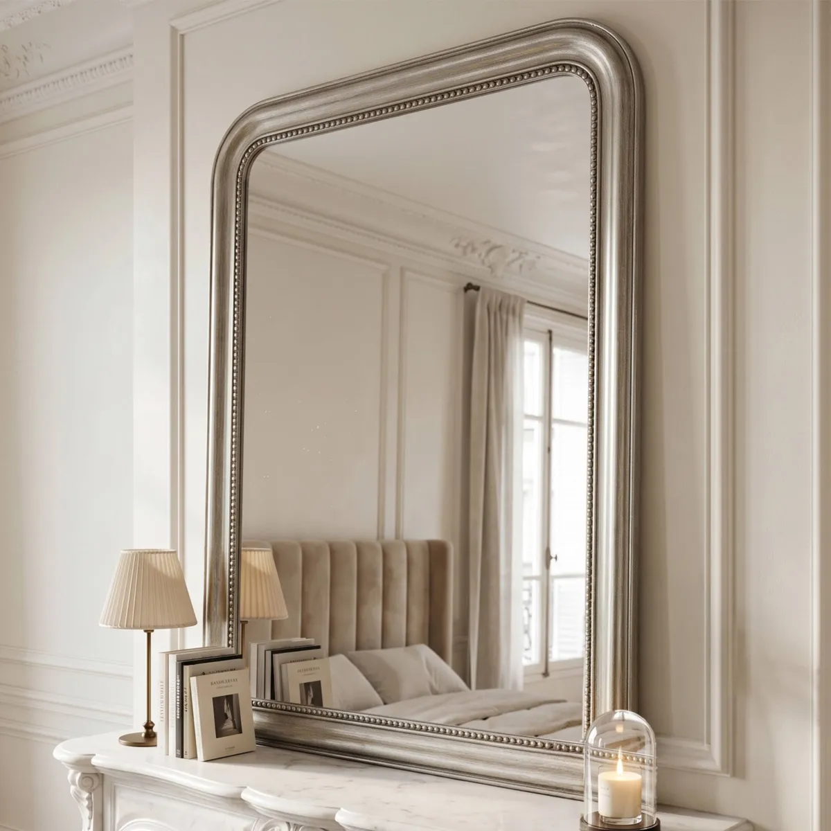 Specchio da parete rettangolare (76 x 106 cm) Archi Argento