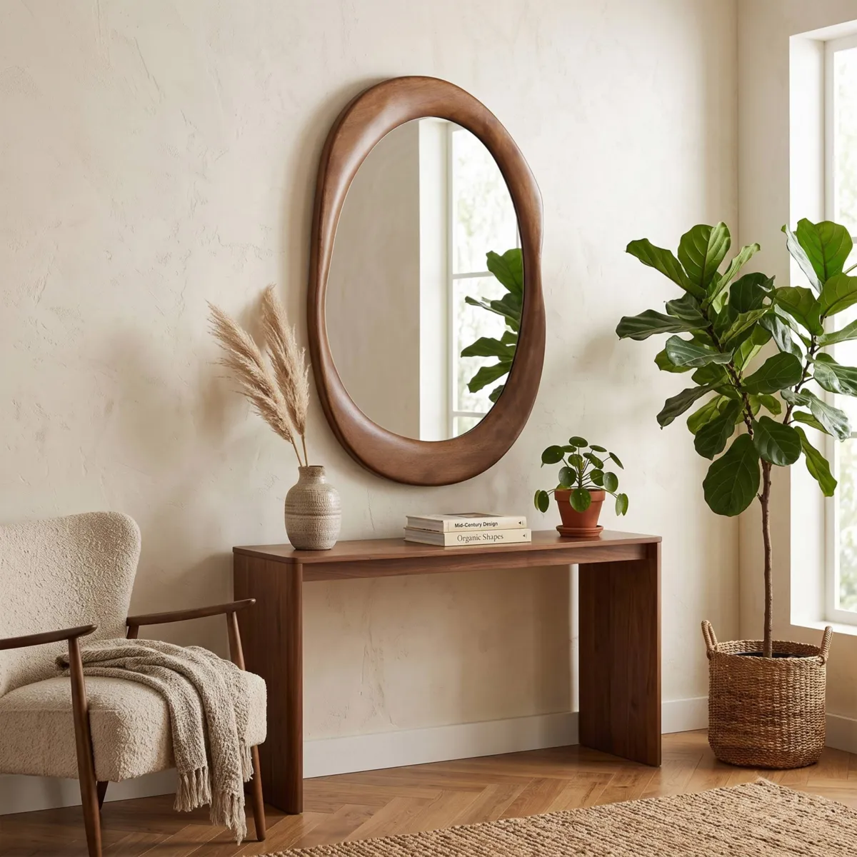 Specchio da parete in legno (50 x 78 cm) Chiarezza Naturale