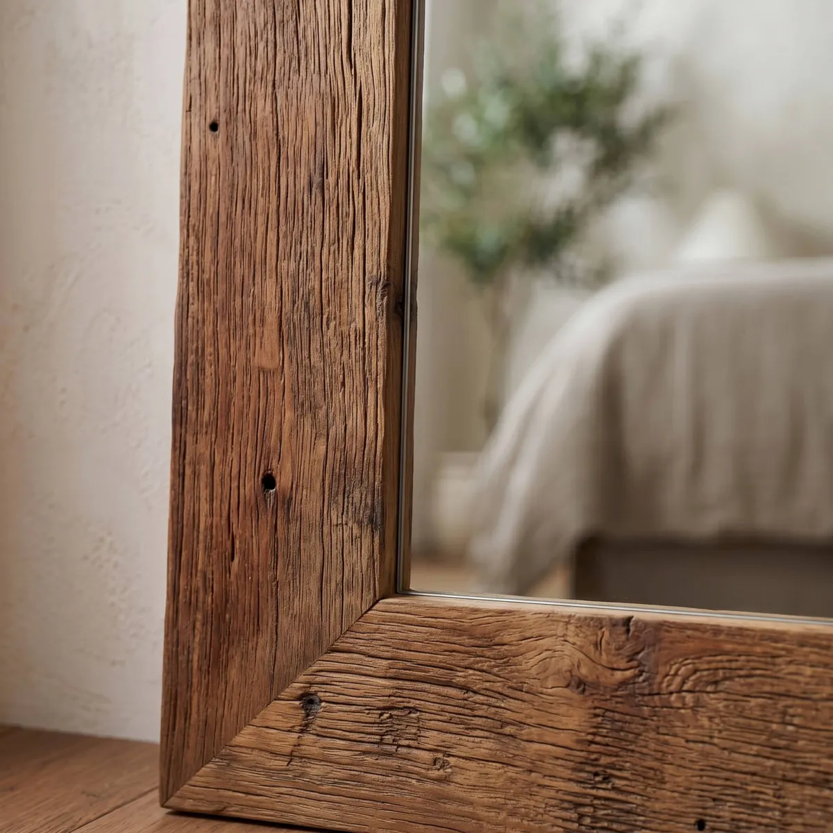 Specchio da parete rettangolare in legno riciclato (79 x 159 cm) Ether Naturale