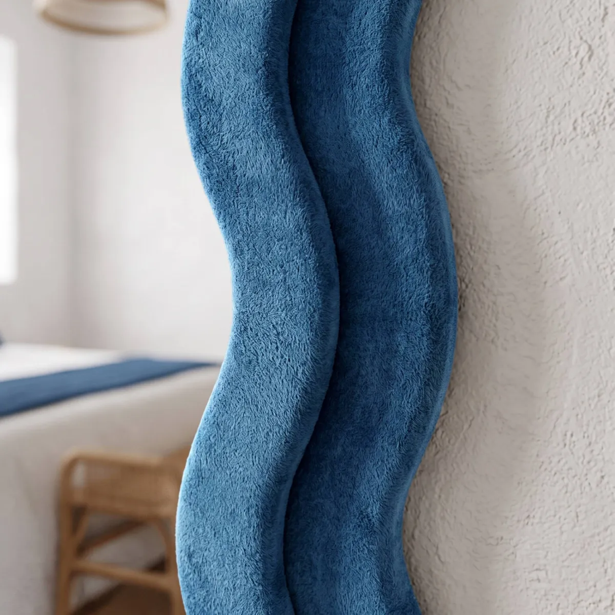 Specchio da parete rettangolare in velluto (60 x 160 cm) Facet Blu