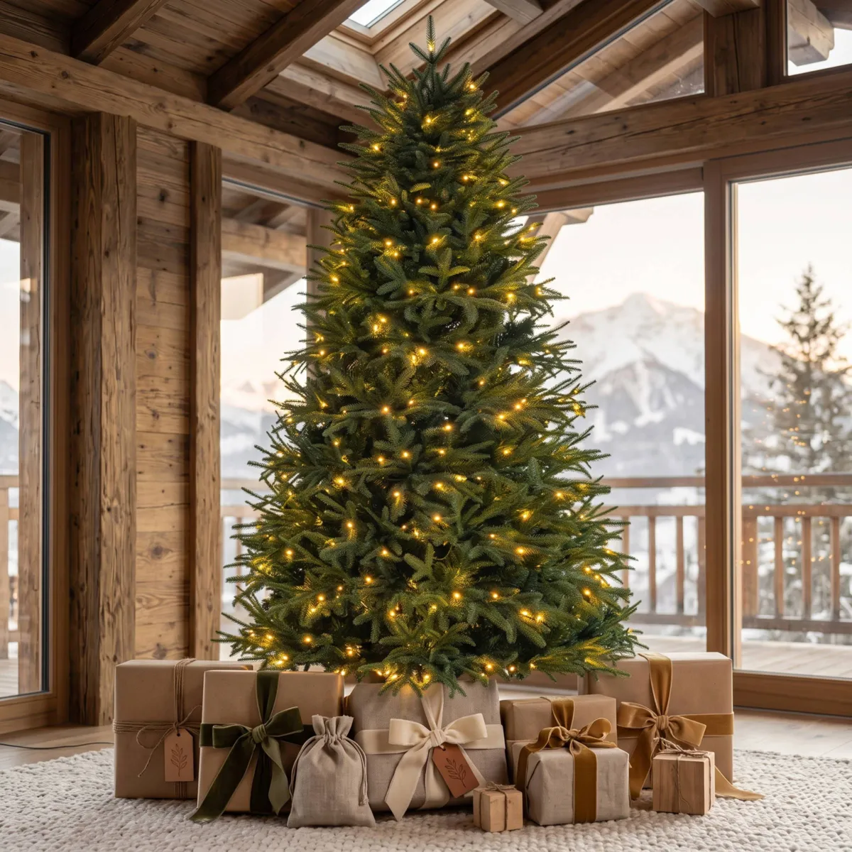 Albero di Natale artificiale luminoso 490 LED (H210 cm) Lucania Verde e bianco caldo
