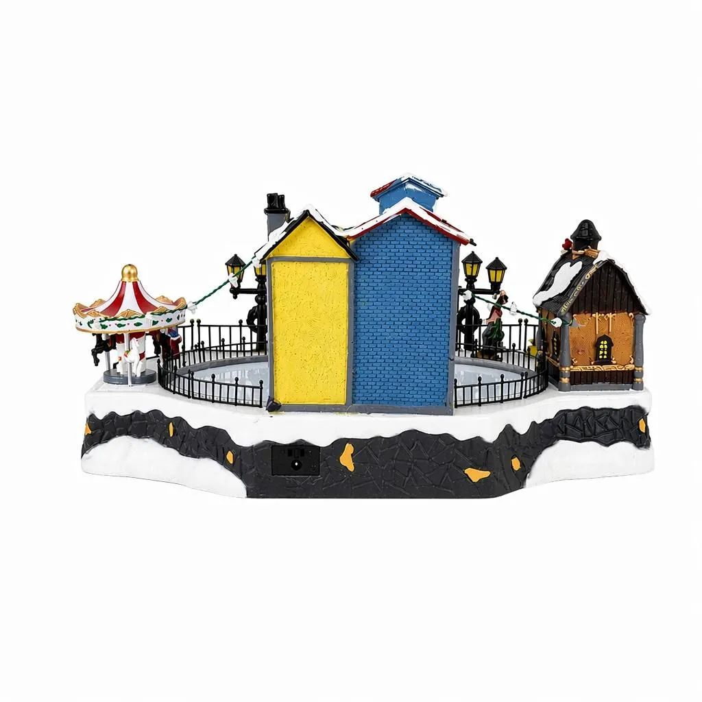Villaggio di Natale luminoso animato e musicale (H22 cm) La pista di pattinaggio di Natale