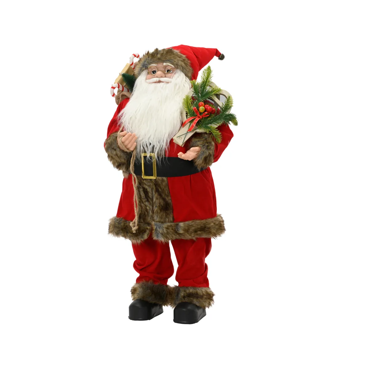 Babbo Natale tradizionale (H80 cm) Gérard con racchetta Grigio e rosso