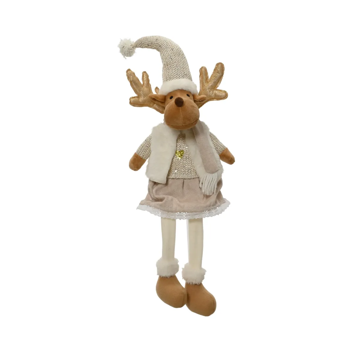 Renna luminosa con gambe flessibili (H65 cm) Aglaé Beige