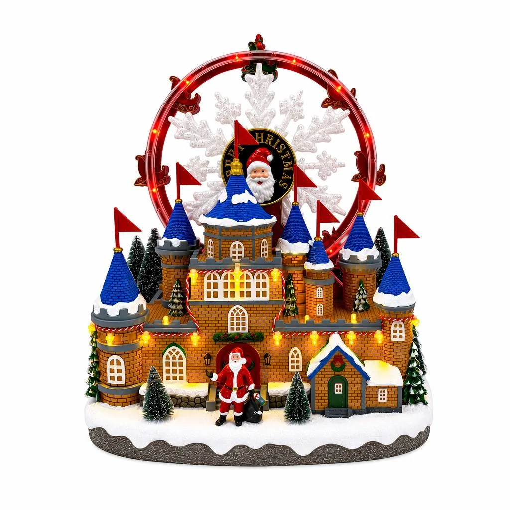 Villaggio di Natale animato e musicale (H28 cm) Grande ruota del Papà Lexi