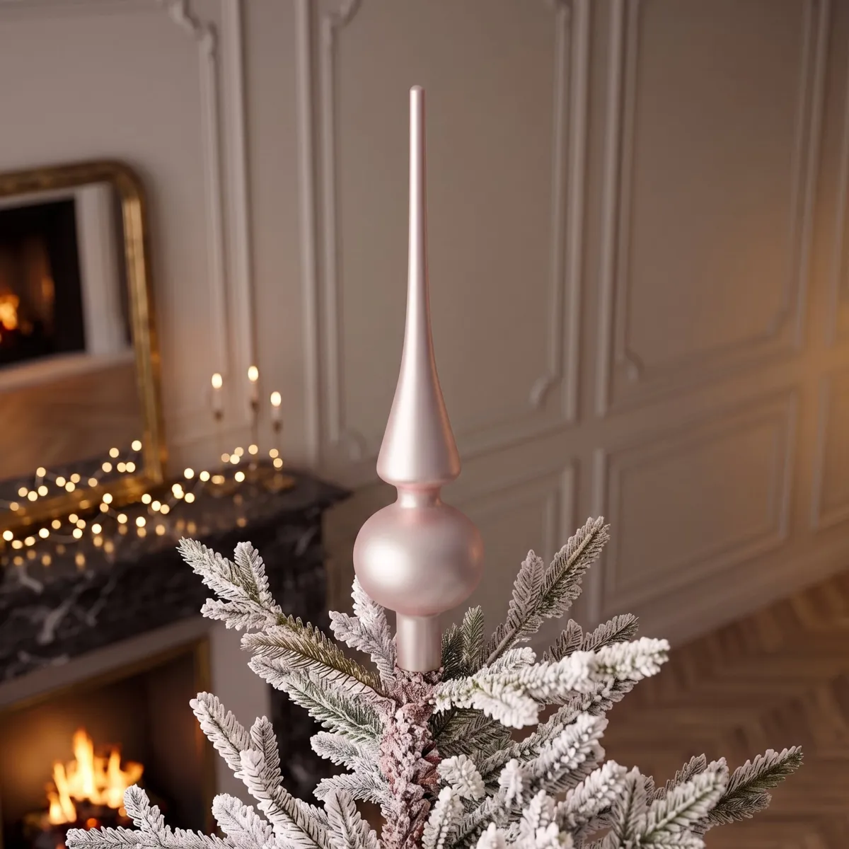 Puntale per albero di Natale in vetro Boréal Rosa cipria