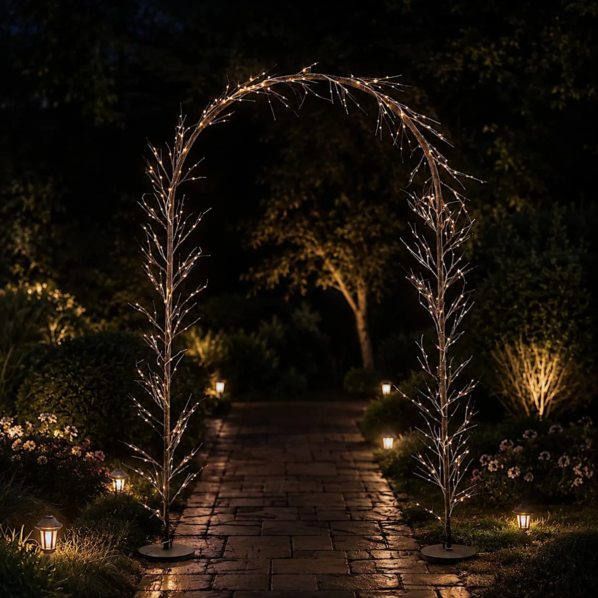 Arco natalizio luminoso esterno 384 LED (H230 cm) Celeste Bianco caldo