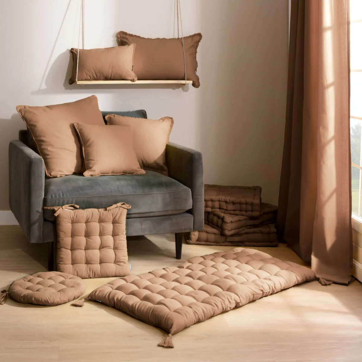 Coussin rectangulaire coton (30 x 50 cm) Pixel Camel