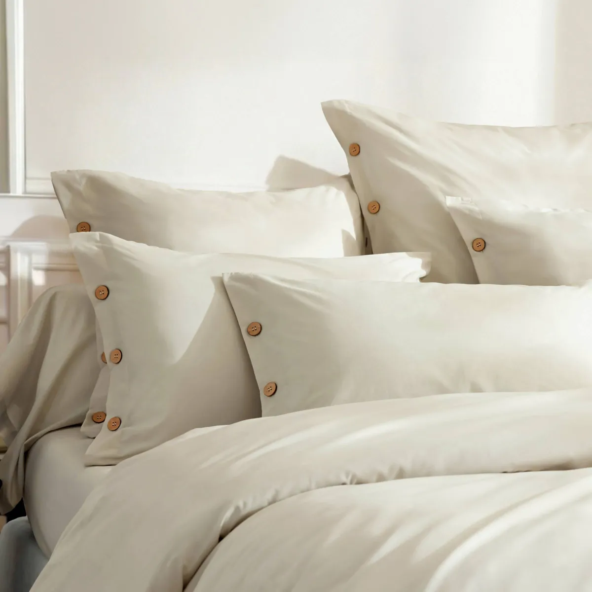 Copripiumino in percalle di cotone (260 x 240 cm) Diane Beige