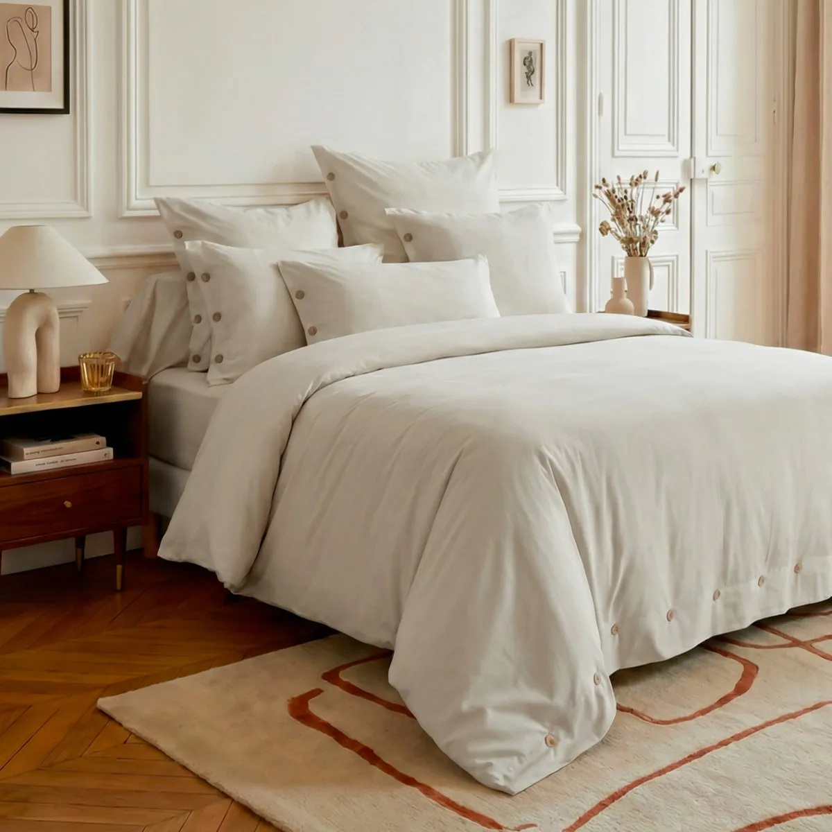 Lenzuolo sotto con angoli in percalle di cotone (90 x 190 cm) Diane Beige