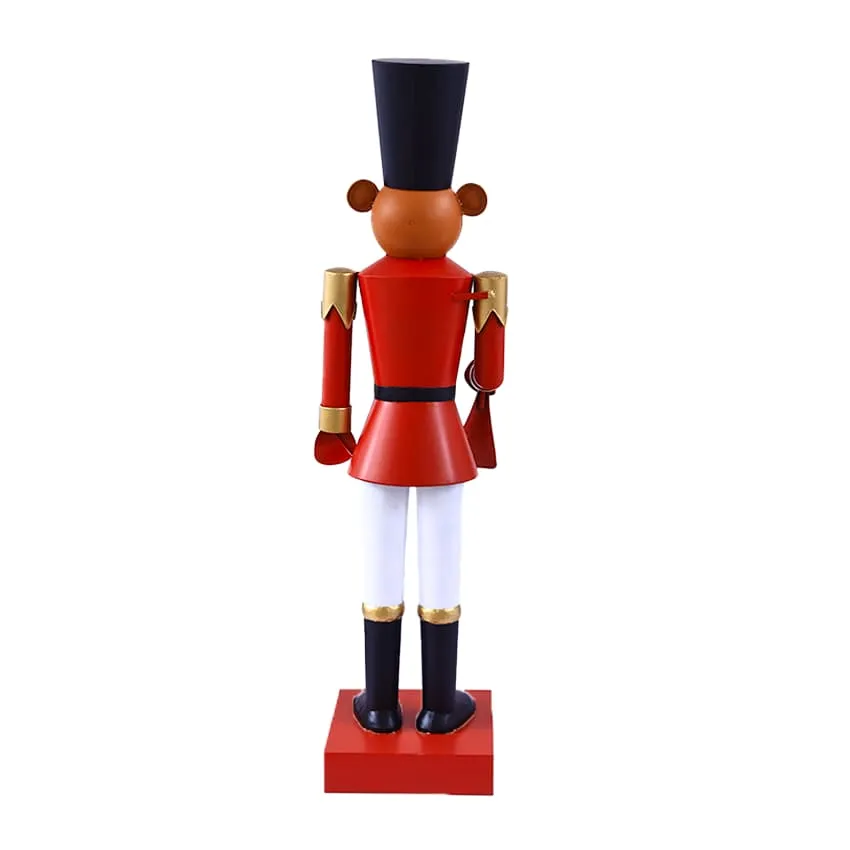 Schiaccianoci decorativo in metallo (H119 cm) Orso Guardia di Natale Rosso e nero