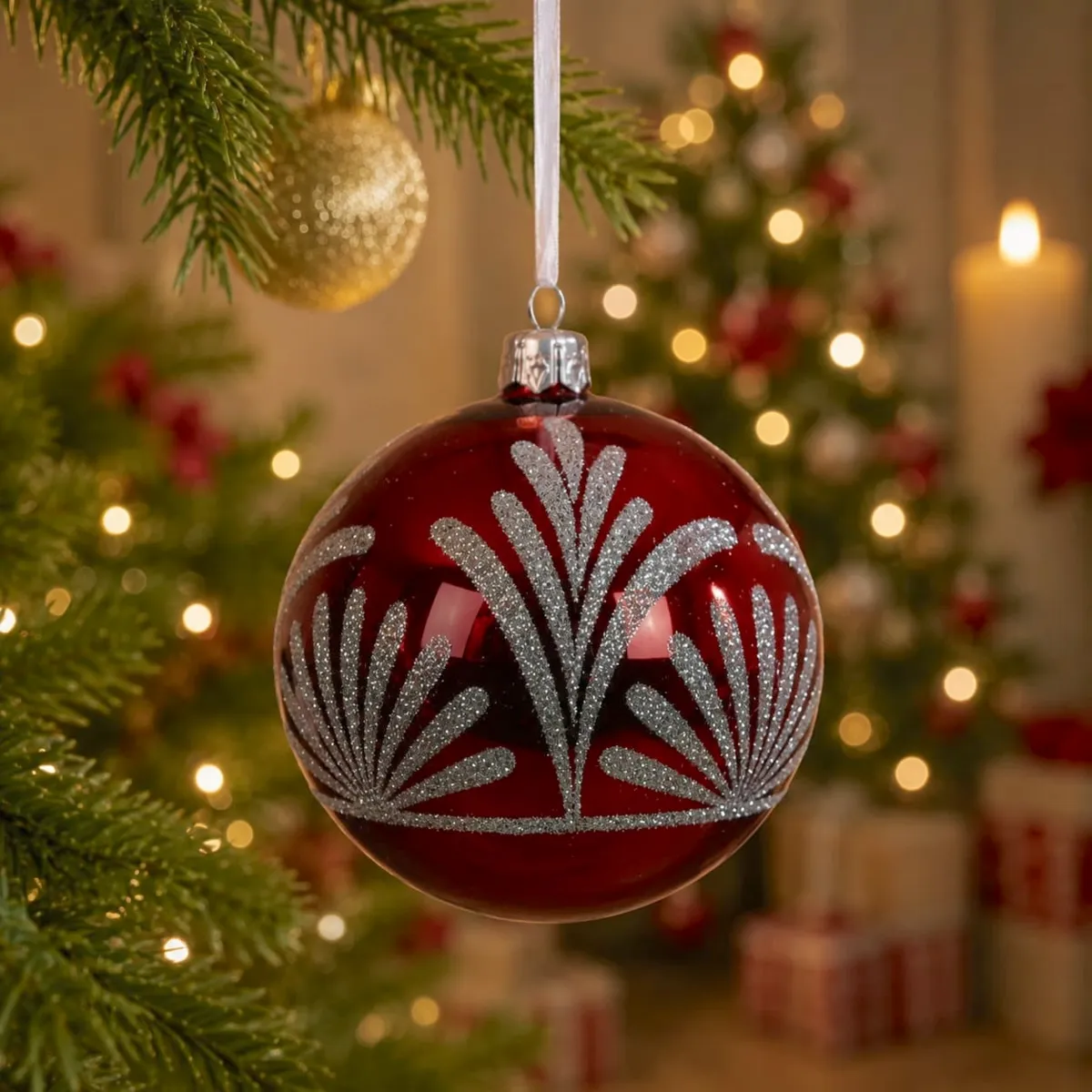 Set di 6 palline di Natale in vetro (D80 mm) Luxury Rosso