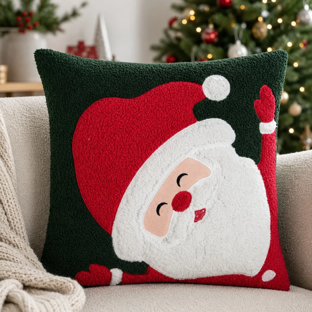 Cuscino di Natale quadrato (45 x 45 cm) Santa Multicolore