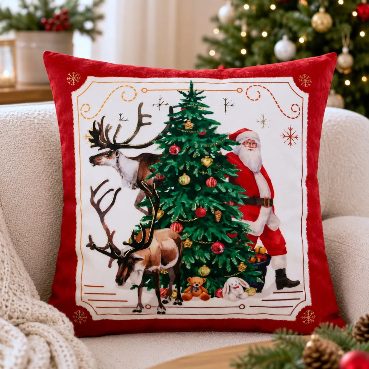 Cuscino di Natale quadrato (45 x 45 cm) Christmas Verde abete
