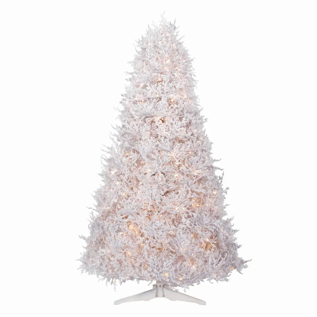 Albero di Natale artificiale innevato 320 LED (H180 cm) Manaslu Bianco e bianco caldo
