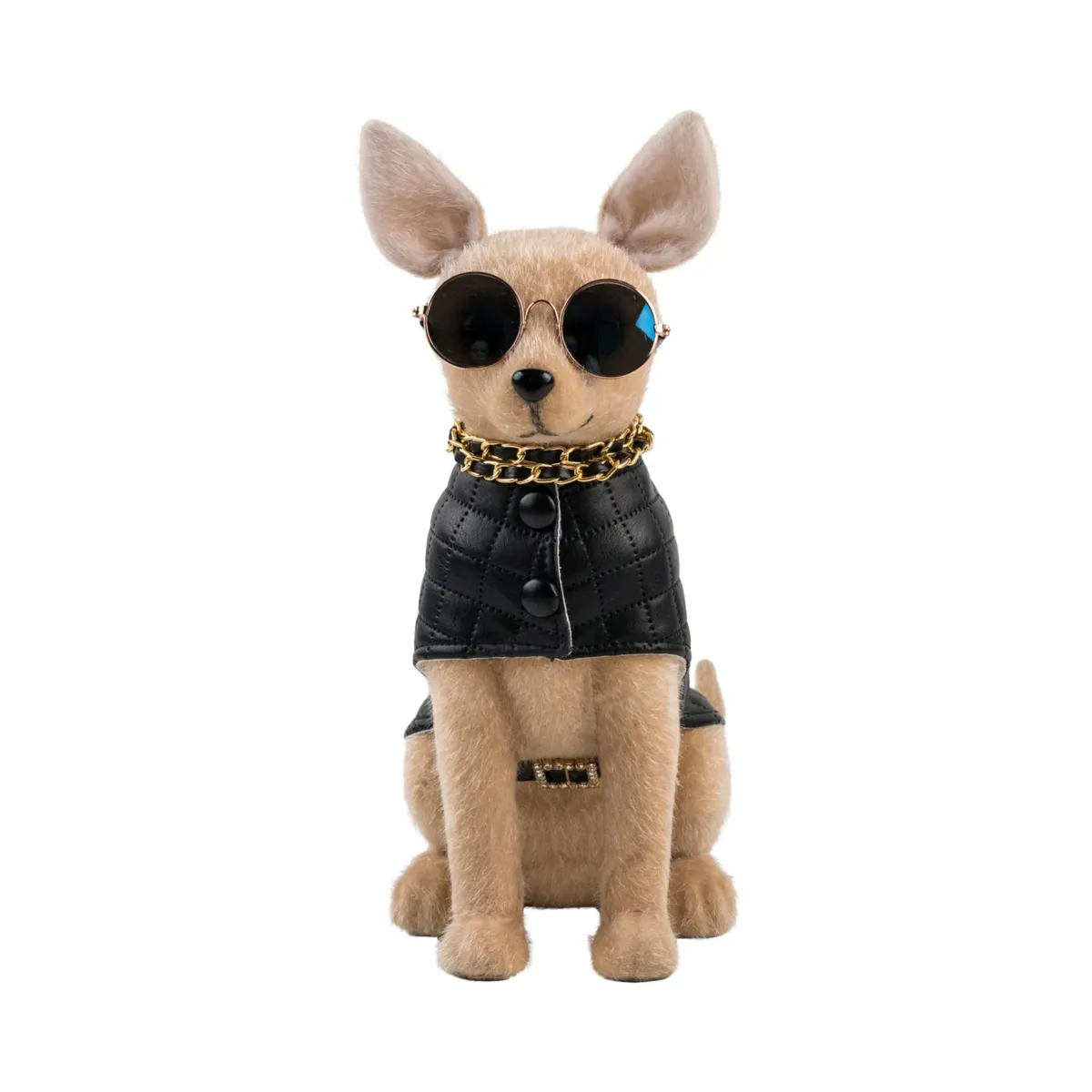 Cane di Natale in pelle (H28 cm) Brandon l'americano Marrone chiaro