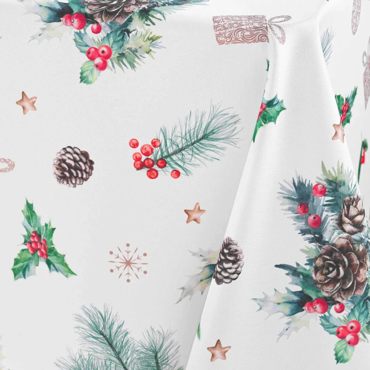 Tovaglia rettangolare anti macchia per Natale (150 x 300 cm) Hollystar Bianco