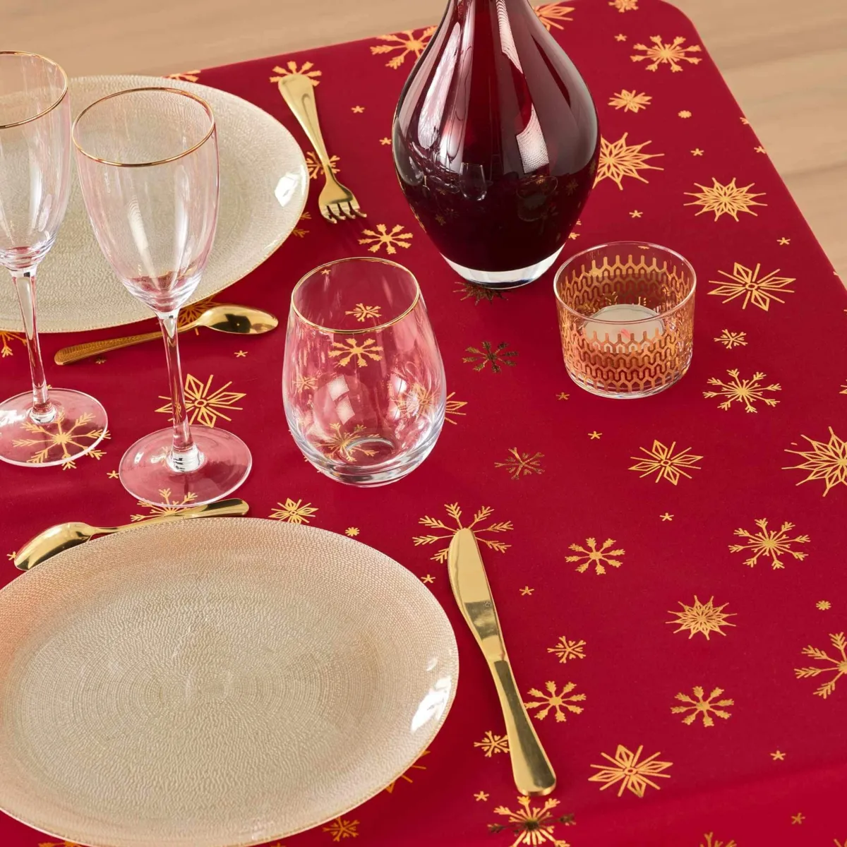 Tovaglia natalizia rettangolare (140 x 240 cm) Astrelia Rosso e oro