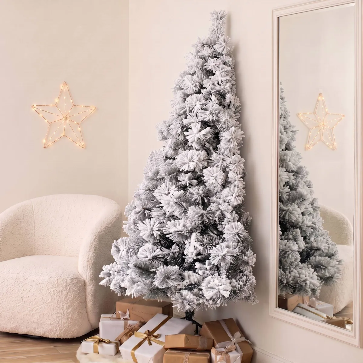 Mezzo albero di Natale artificiale (H150 cm) Edmonton Verde innevato