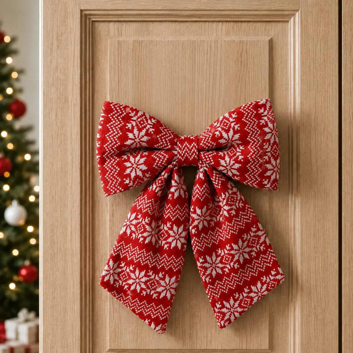 Fiocco di Natale (H32 cm) Tradizione Rosso e bianco