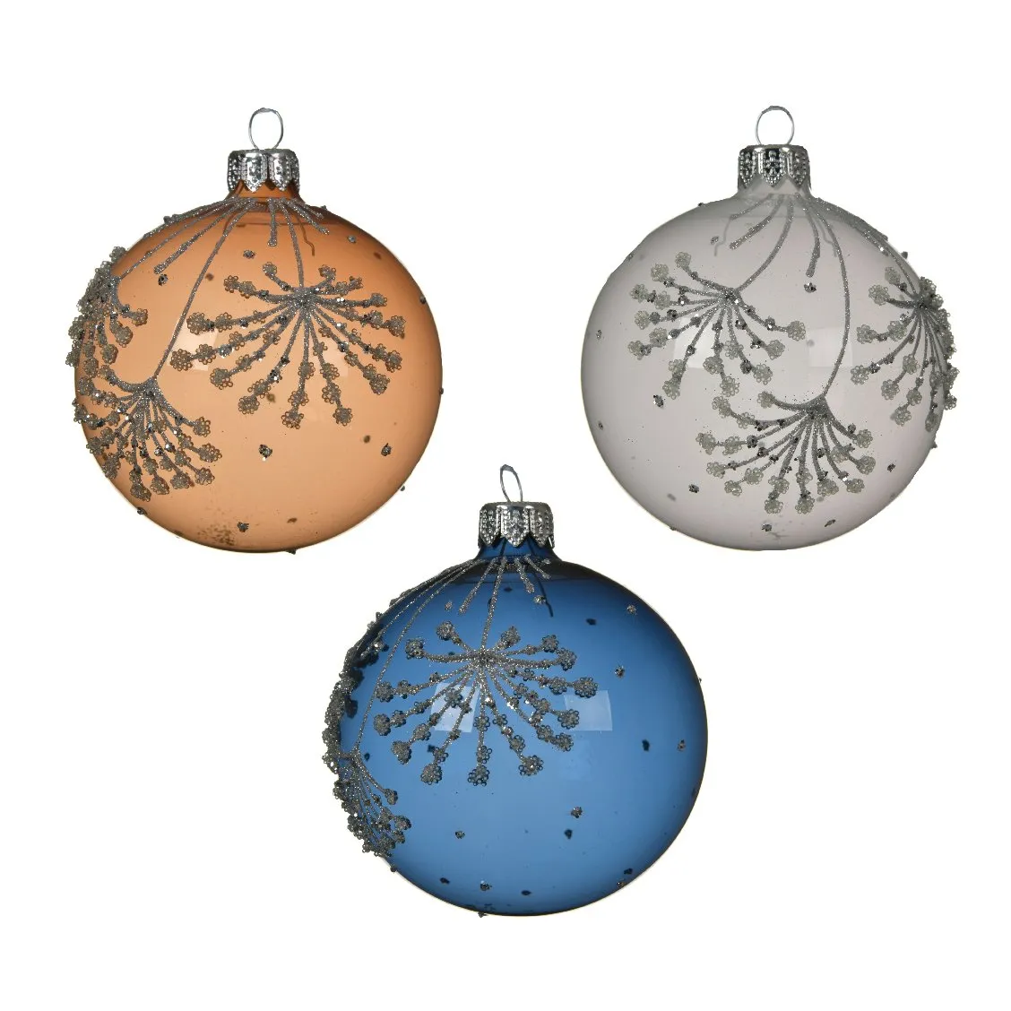 Set di 6 palline di Natale di vetro (D80 mm) Adelice Bianco/ Camel/ Blu notte