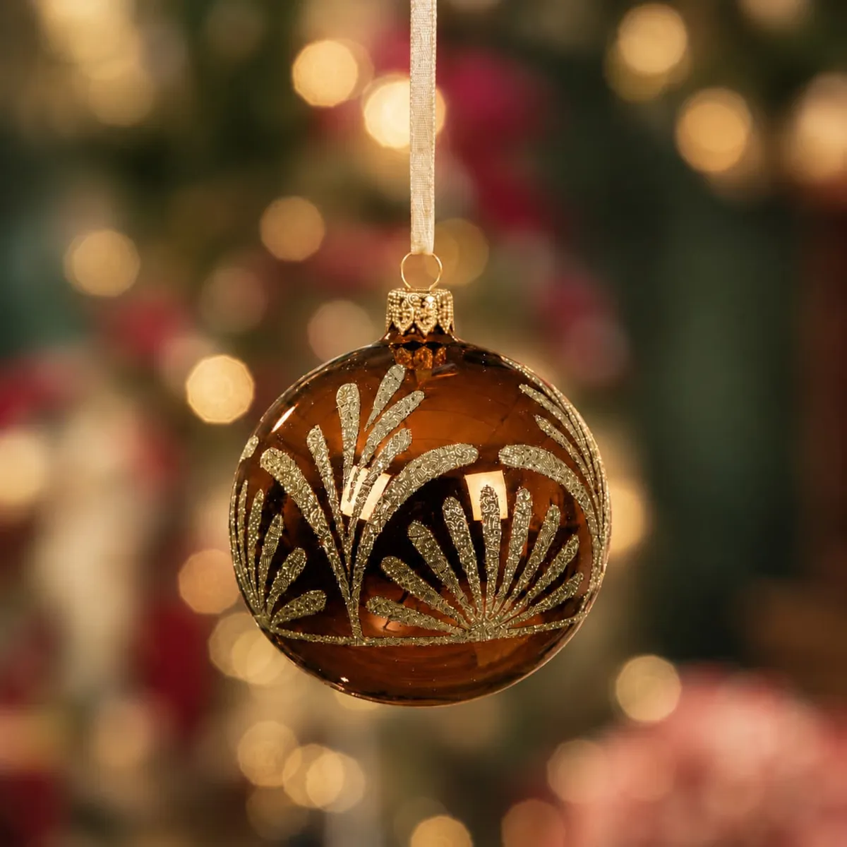 Set di 6 palline di Natale in vetro (D80 mm) Luxury Zucca