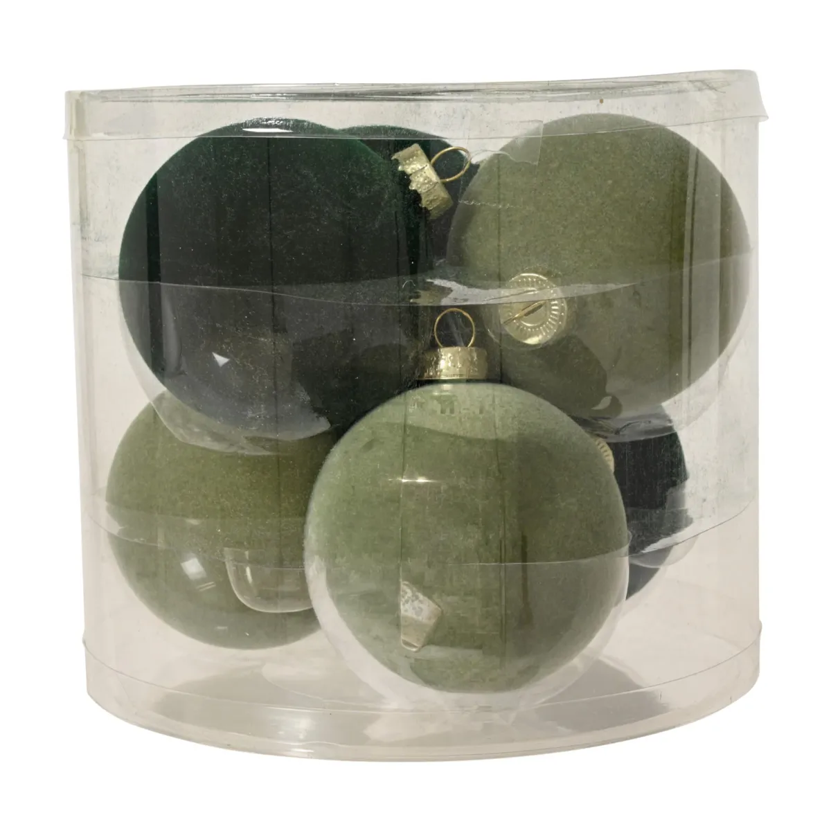 Set di 6 palline in vetro (D80 mm) Velluto Verde abete e chiaro