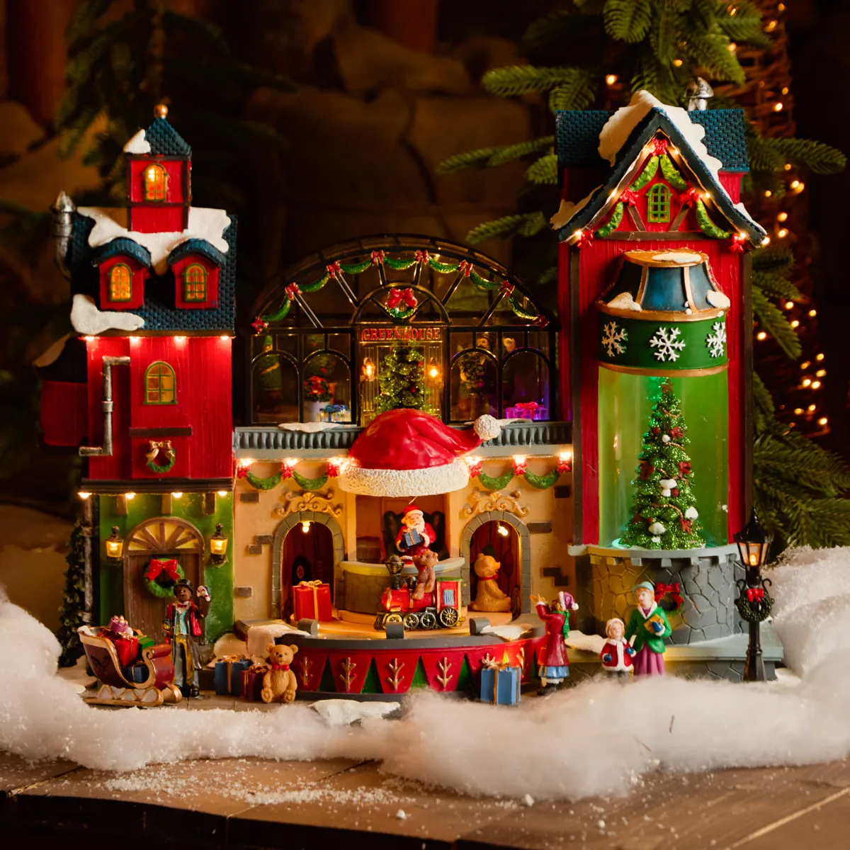 Villaggio di Natale luminoso e animato (H39 cm) La boutique degli orsacchiotti
