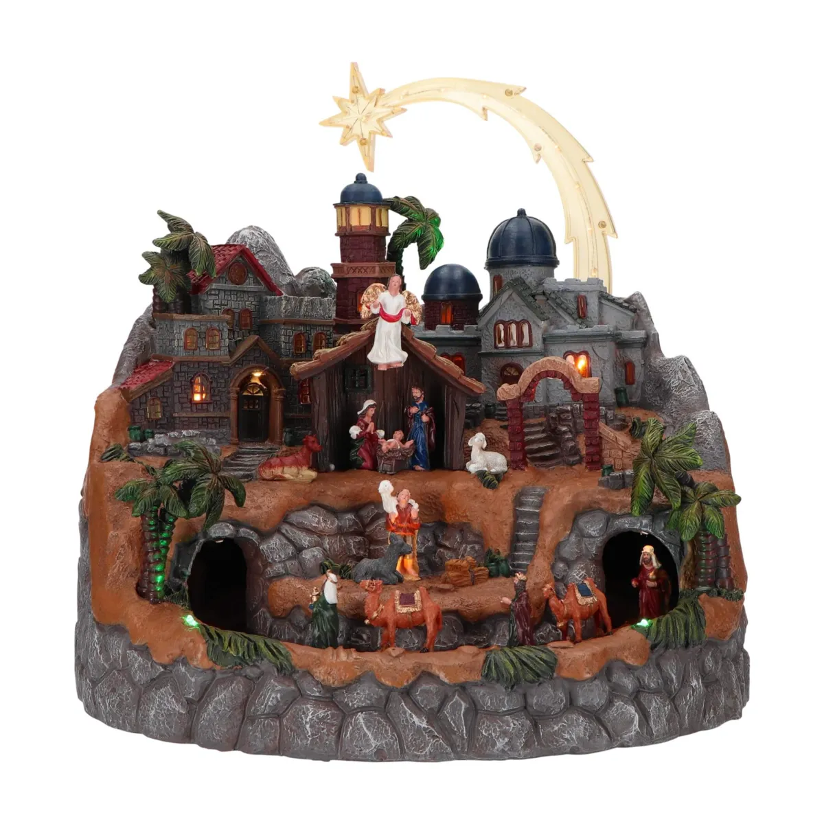 Presepe di Natale luminoso e animato (H40 cm) Saint-Augustin