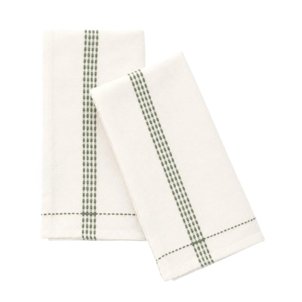 Set di 2 asciugamani in cotone (50 x 70 cm) Lana Verde rosmarino